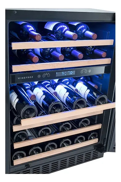 Cava Vinos Winefroz Doble Temperatura Puerta Vidrio 46 Bot GD300D
