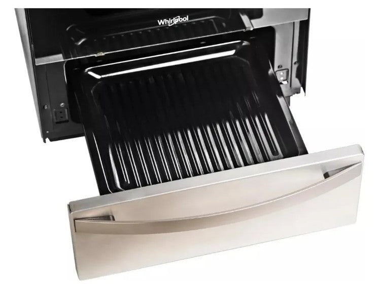 Cocina Whirlpool WFX57DW multigas 4 hornallas inoxidable 220V puerta con visor 60L