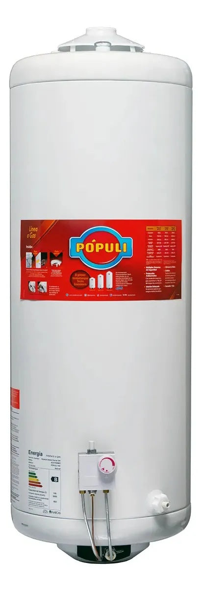 Termotanque a Gas Natural Ecotermo Pópuli 100 GN 100 Litros Blanco