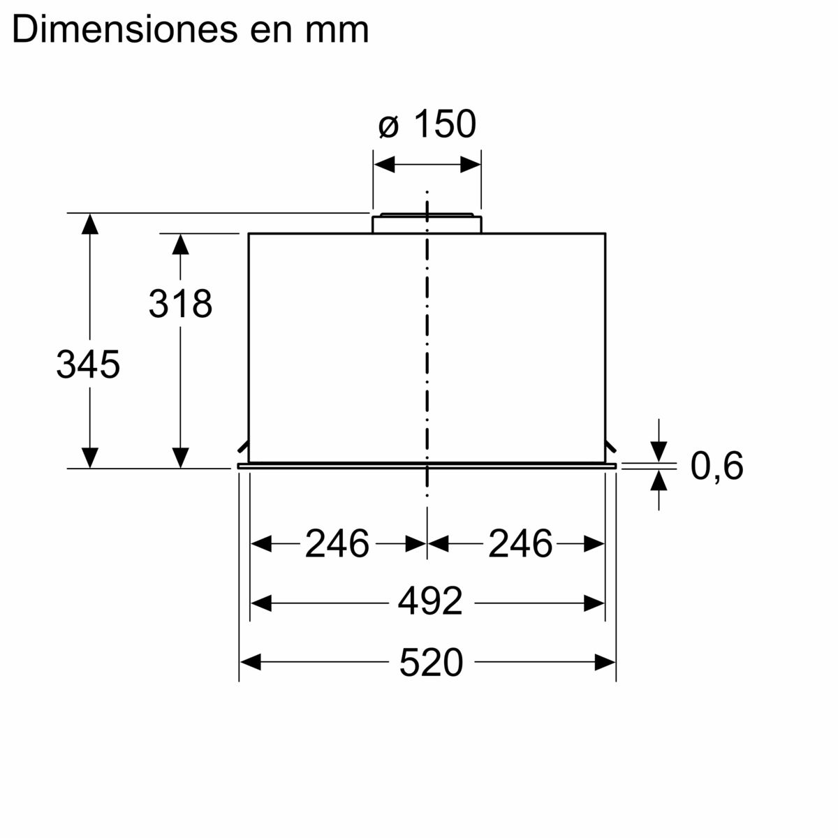 Campana Purificador Extractor Bosh Serie 6 52 cm Acero inoxidable DLN56AC50