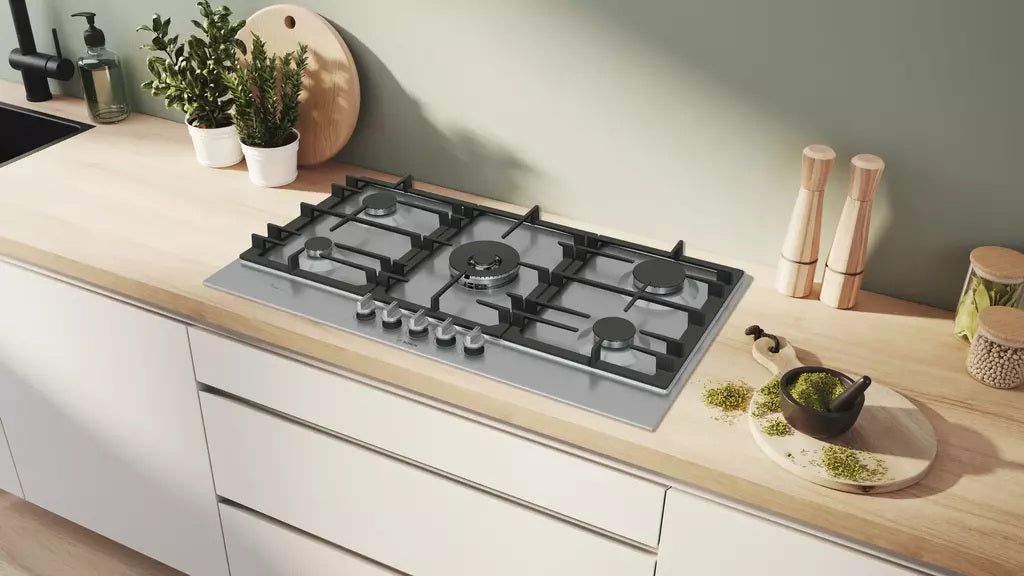 Anafe a Gas Bosch Serie 6 PCR9A5I90 90 cm 5 Hornallas Acero Inoxidable