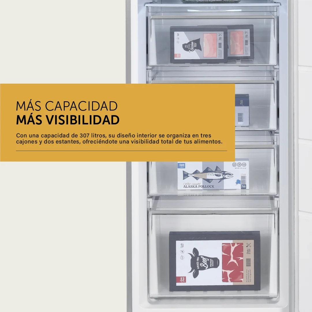 Freezer Vertical Vondom Inverter No Frost 307 Litros Acero Inoxidable Negro FR307BLACKINOX