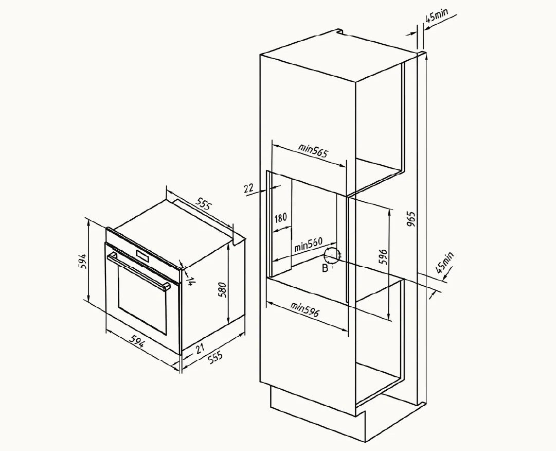 Horno a Gas Empotrable Vondom 60 cm 81 Litros TNC60GAS