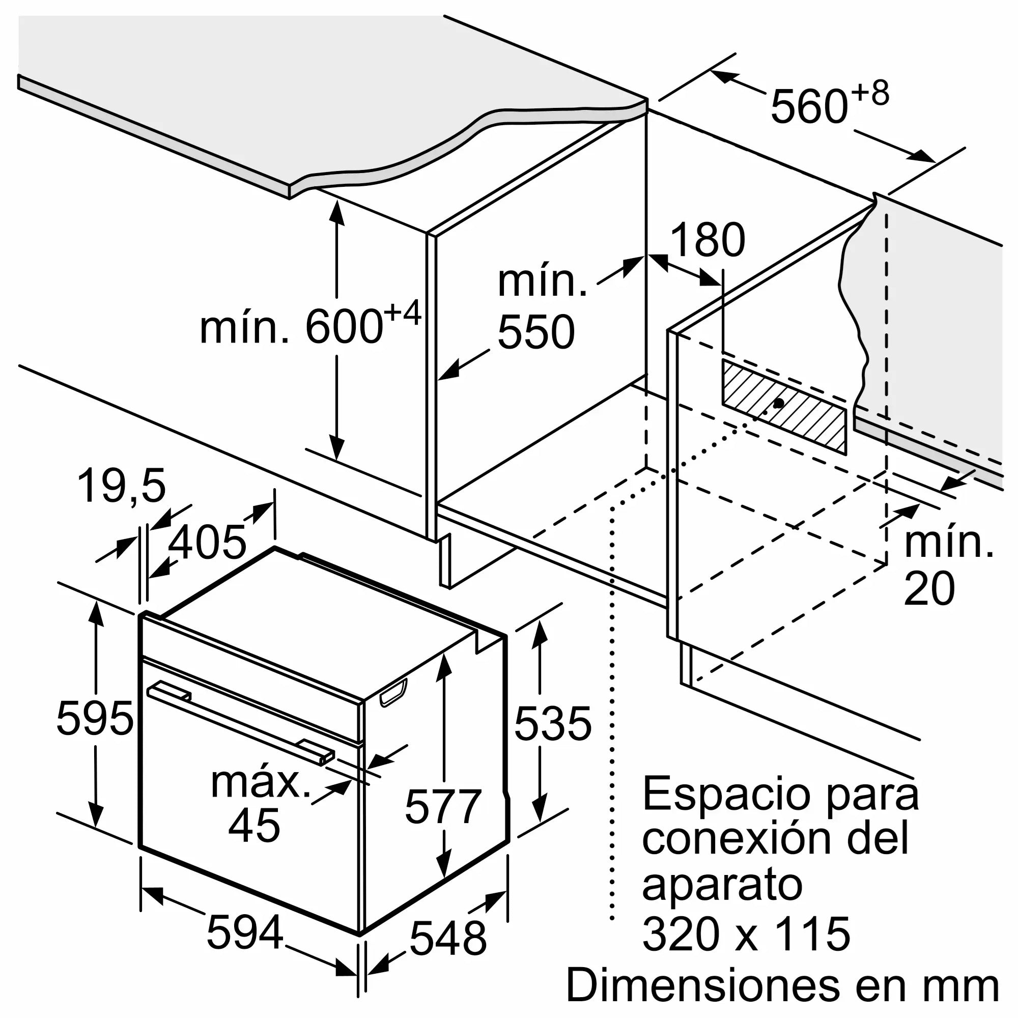 Horno Eléctrico Empotrable Bosch Serie 8 HRG7784B1 Vapor 71 Litros Negro