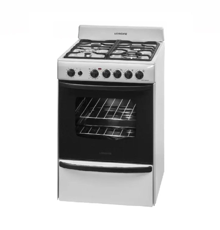 Cocina A Gas Longvie 19501B 56cm Encendido Una Mano 6 BLANCA