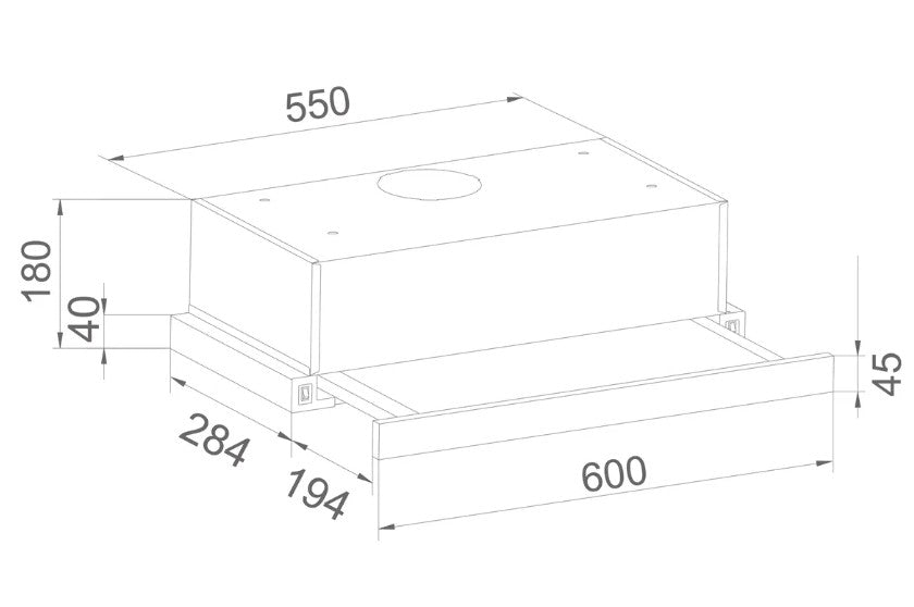 Campana Purificador Artei Caixa Extensible 60cm Tipo Flexa Gris
