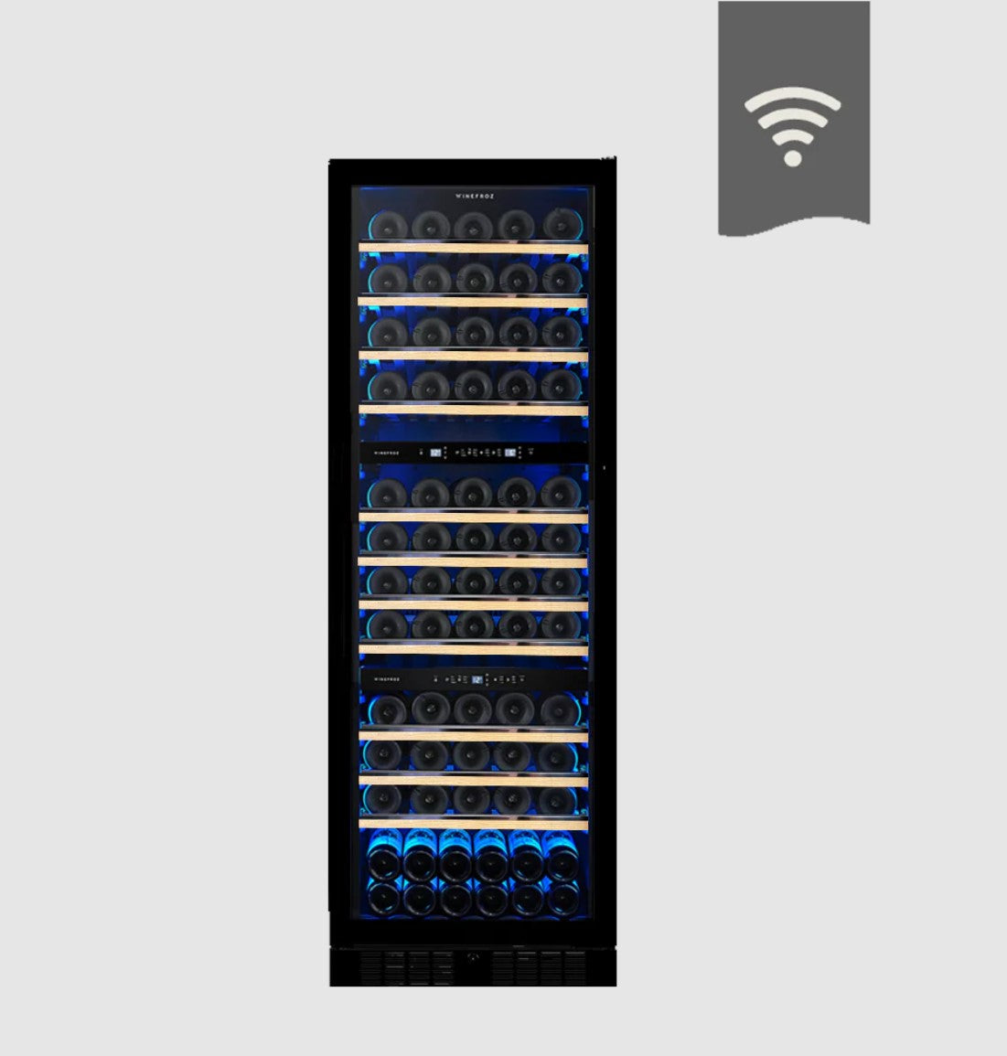 CAVA WINEFROZ WIFI LUXURY EDITION ACERO INOXIDABLE NEGRO PARA 119 BOTELLAS TRIPLE TEMPERATURA