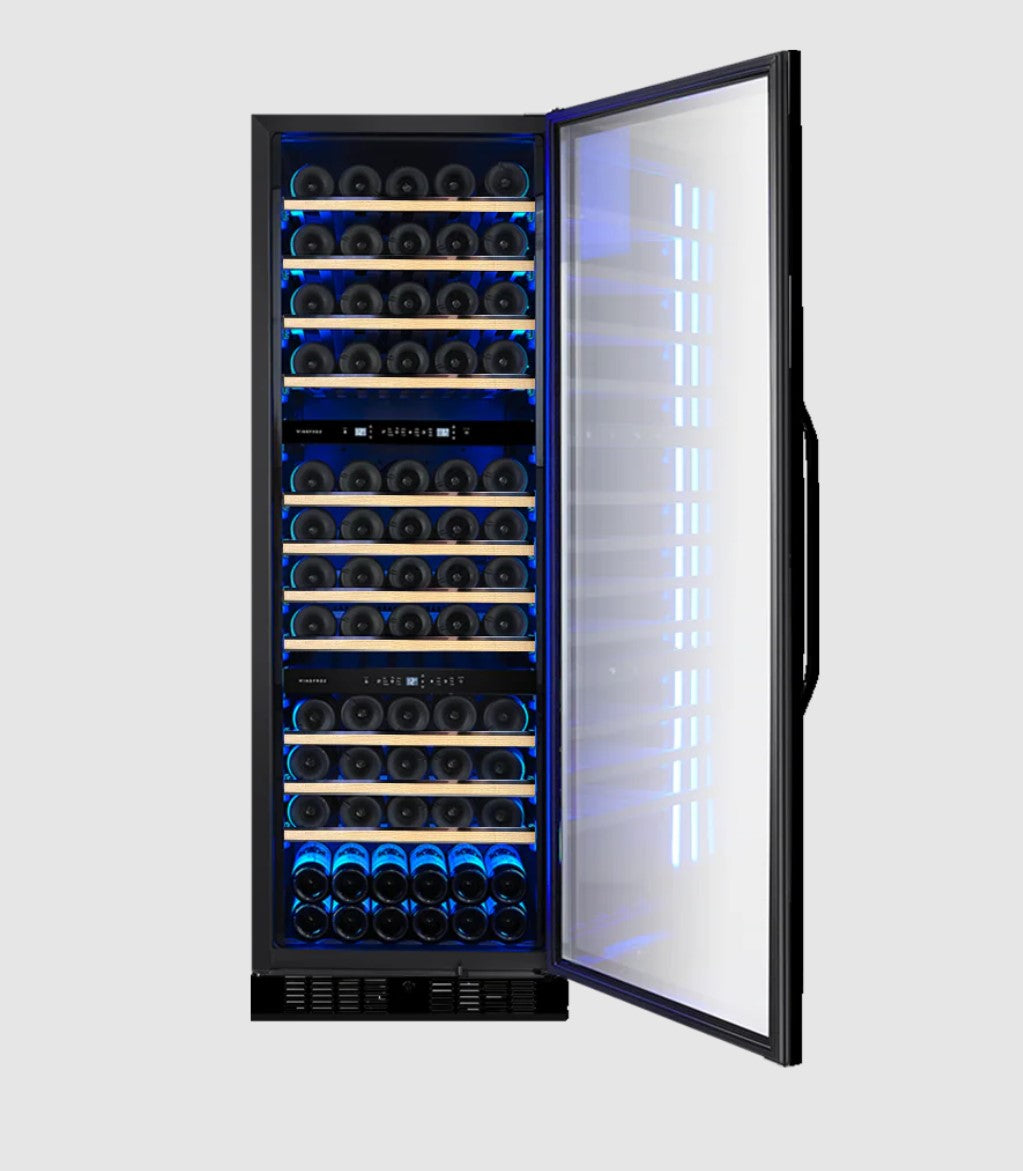 CAVA WINEFROZ WIFI LUXURY EDITION ACERO INOXIDABLE NEGRO PARA 119 BOTELLAS TRIPLE TEMPERATURA