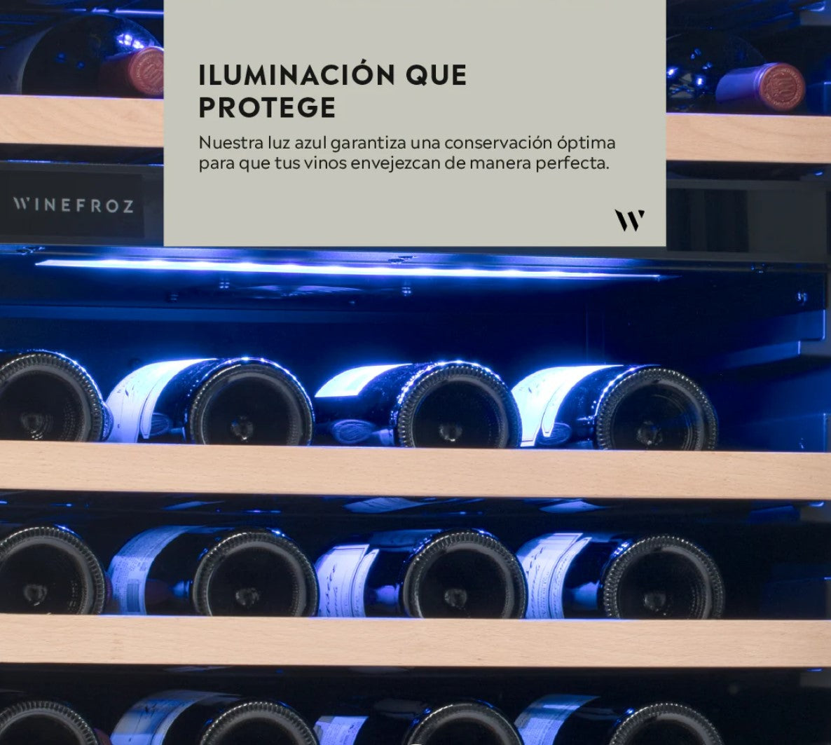 CAVA VINOS WINEFROZ GLASS DOOR EDITION PARA 166 BOTELLAS - SIMPLE TEMPERATURA
