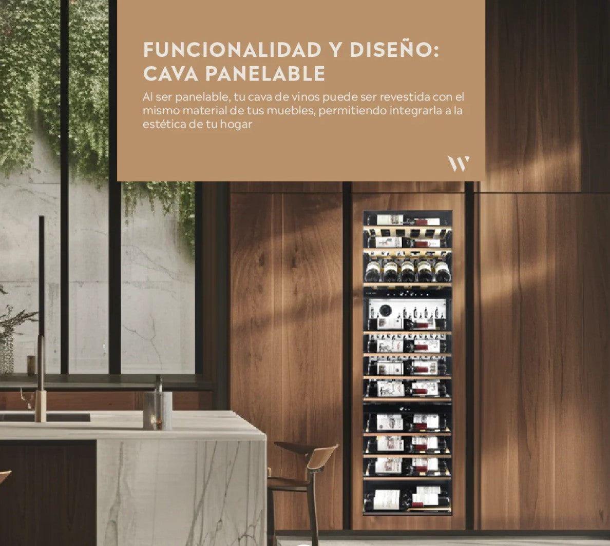 CAVA WINEFROZ PANELABLE PARA 71 BOTELLAS - EMPOTRABLE / APOYO - TRIPLE TEMPERATURA