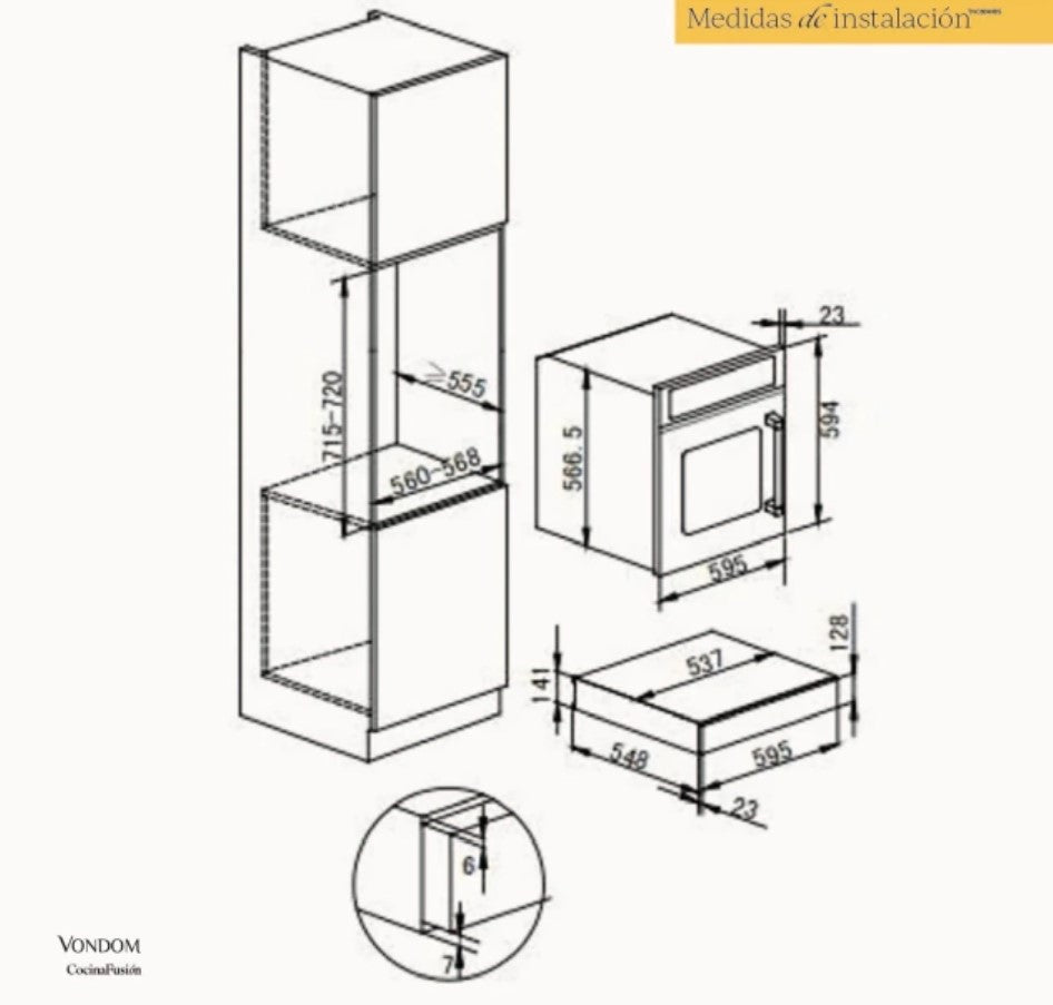 Cajón Calentador de Platos Vondom Empotrable 60 cm WD144BS