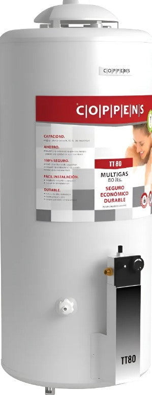 Termotanque Multigas Coppens TTQ80CO 80 Litros Alta Recup. Blanco
