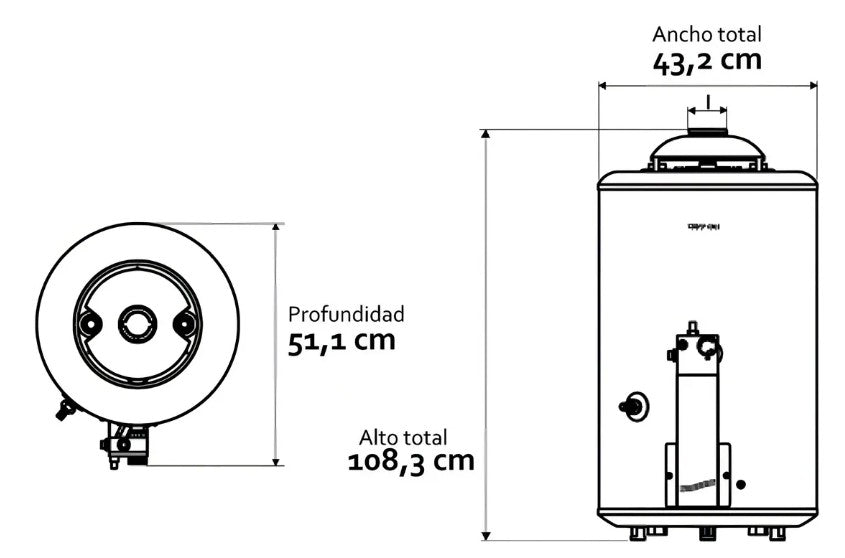 Termotanque Multigas Coppens TTQ80CO 80 Litros Alta Recup. Blanco