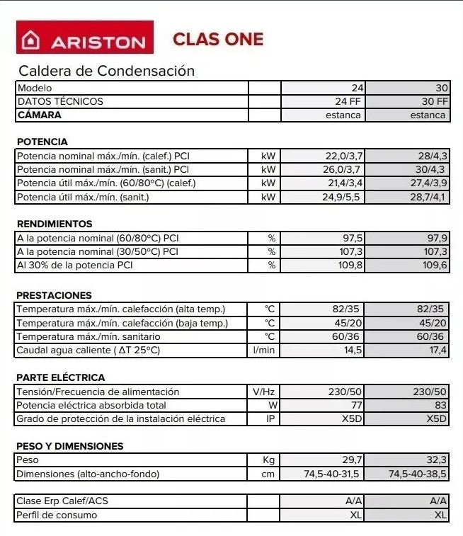 Caldera Ariston Clas One System 24 Solo Calef 24854 Kcal/h - 3301039