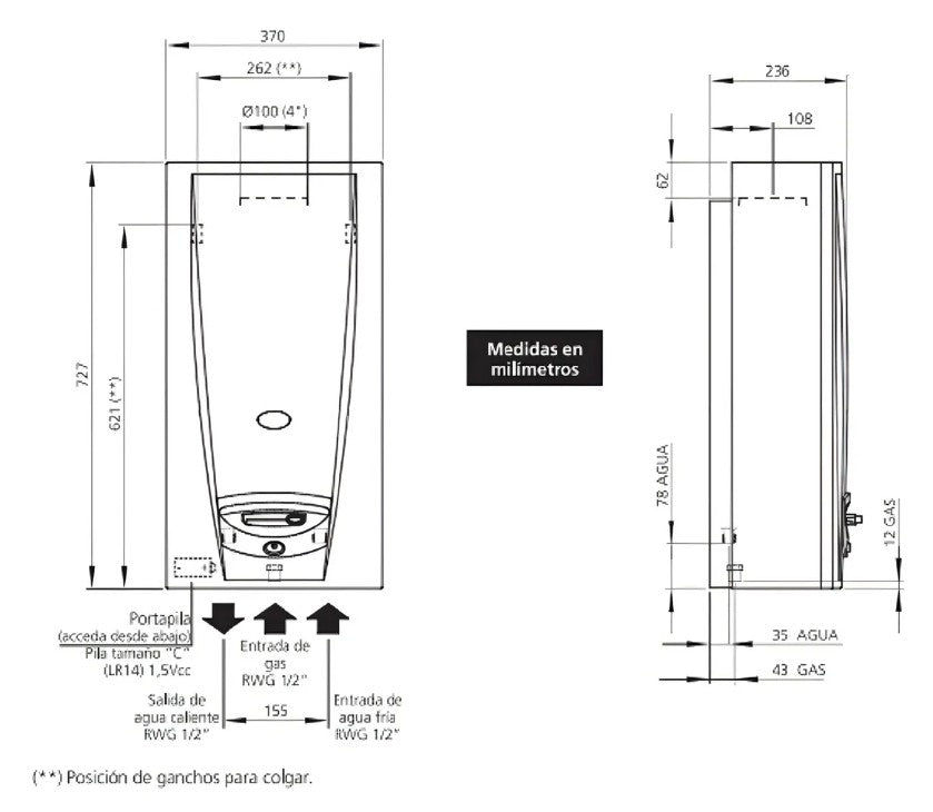 Calefón a Gas Orbis 315BHO 14 L/min GN Tradicional