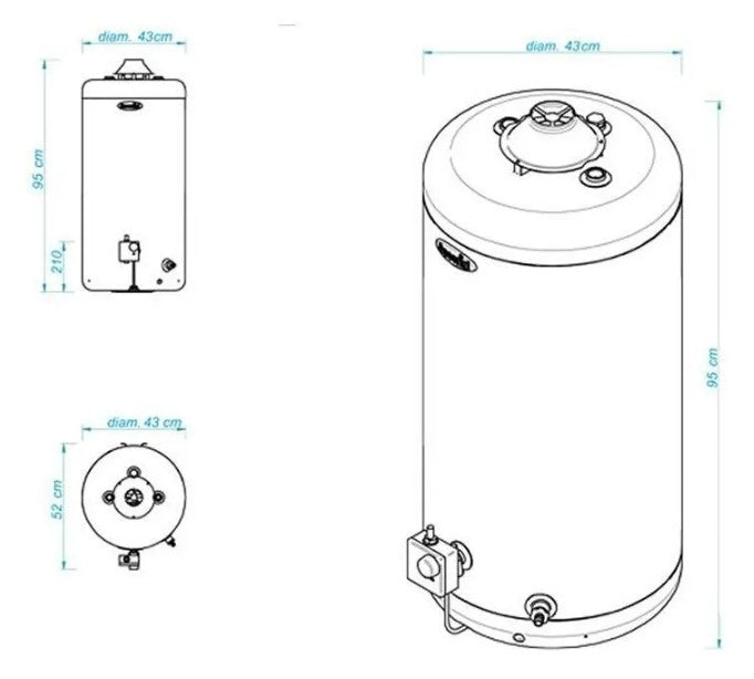 Termotanque Multigas Escorial Estándar 80 L Blanco - 30559