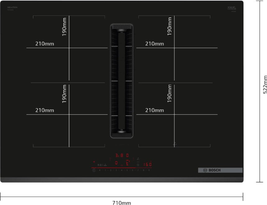 Anafe de Inducción Bosch Serie 6 PVQ731H26E con Extractor Integrado 70 cm