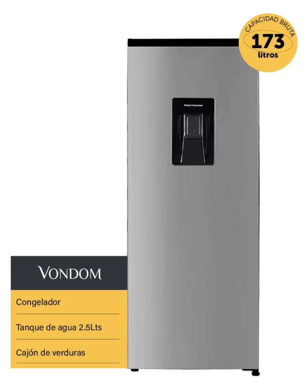 Heladera Vondom HEL173WD 173 L con Dispensador de Agua Acero Inoxidable