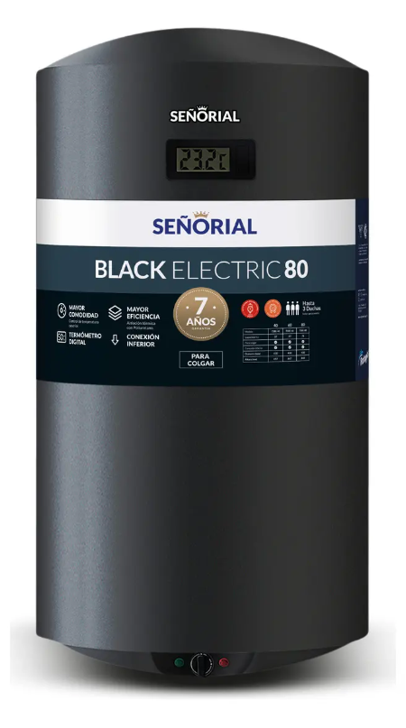 Termotanque Eléctrico Señorial Black 80L Negro Protección Anticorrosiva