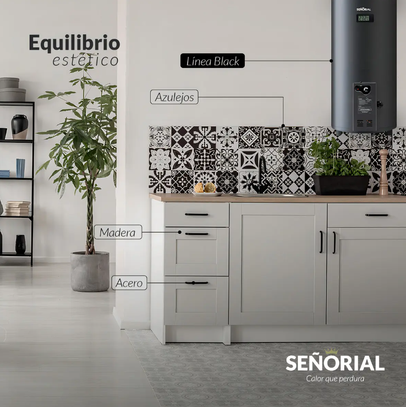 Termotanque Eléctrico Señorial Black 80L Negro Protección Anticorrosiva