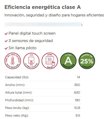Calefon Instantaneo Rheem 14l Gn Tiro Natural Sin Piloto Gris Oscuro Gn R7-14L-GN-XI-D-G
