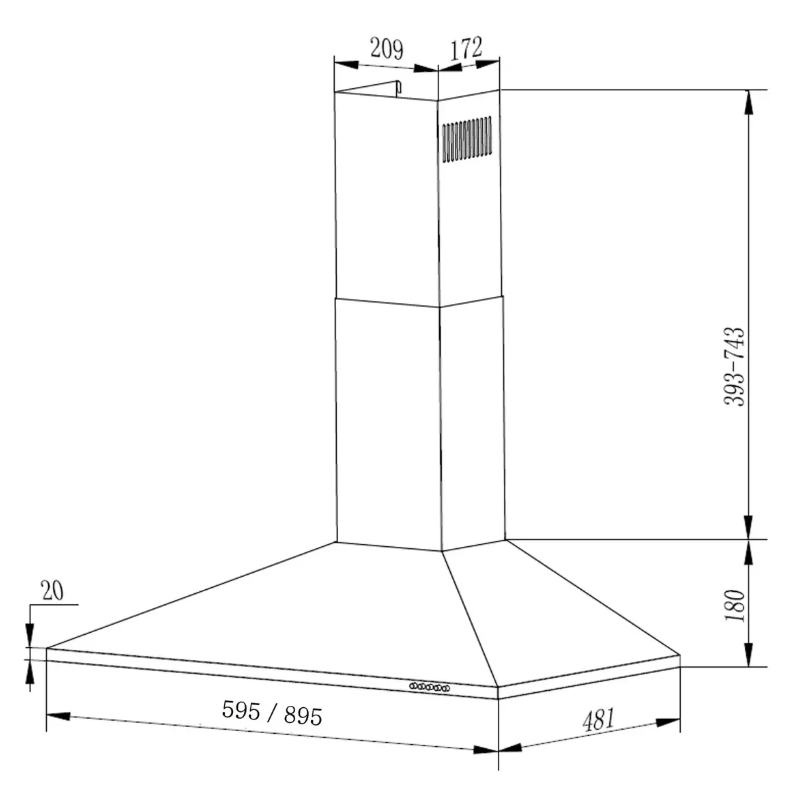 Campana Extractora y Purificadora Spar Giza 90 cm Acero Inoxidable