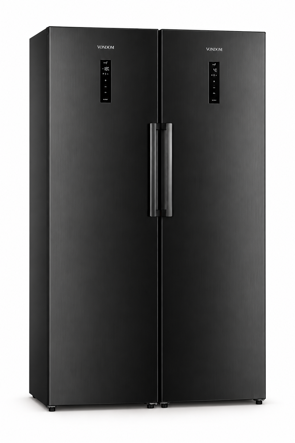 Combo Side by Side Vondom Heladera + Freezer Inverter No Frost 695 Litros Blackinox HEL388BLACKINOX + FR307BLACKINOX
