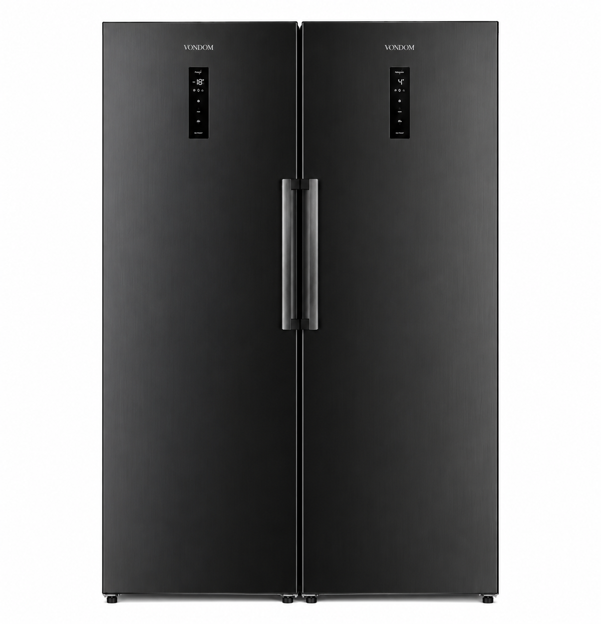 Combo Side by Side Vondom Heladera + Freezer Inverter No Frost 695 Litros Blackinox HEL388BLACKINOX + FR307BLACKINOX