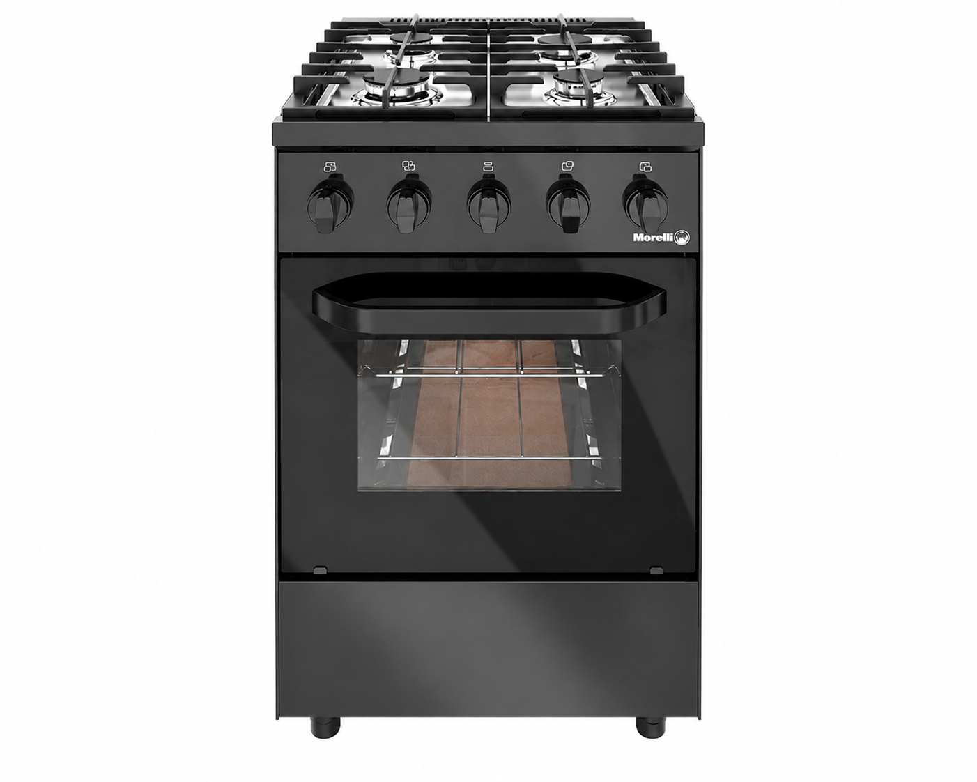 Cocina Morelli 550 Nero Negra gas 4 hornallas puerta con visor - 18702