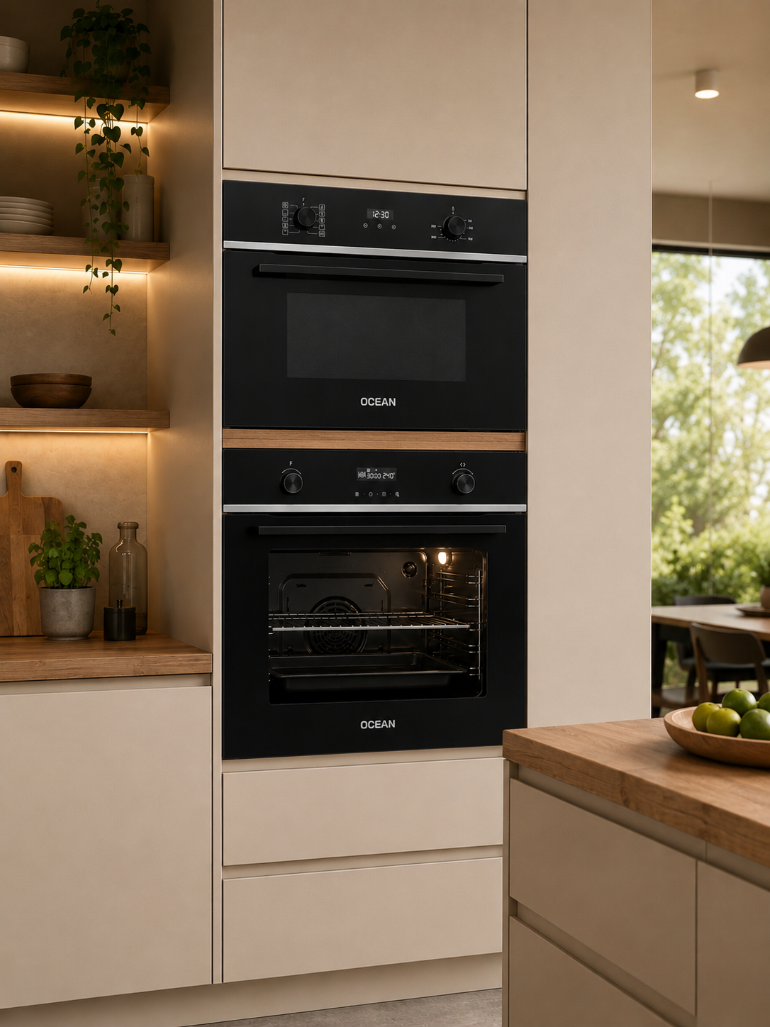 Combo Horno + Microondas Empotrables Ocean Italy Negro OEOM69BEF + MWOI349TCGAB