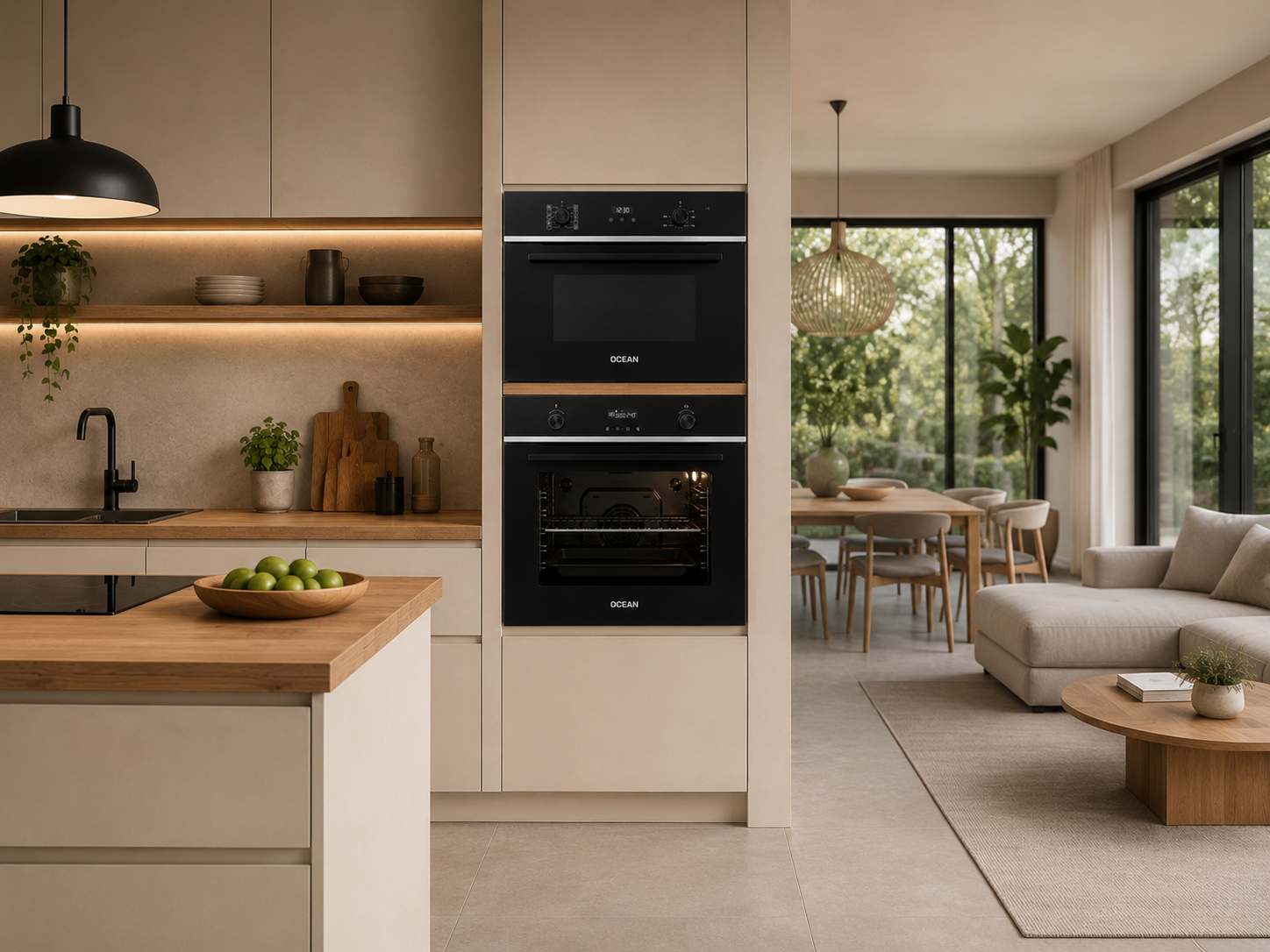 Combo Horno + Microondas Empotrables Ocean Italy Negro OEOM69BEF + MWOI349TCGAB