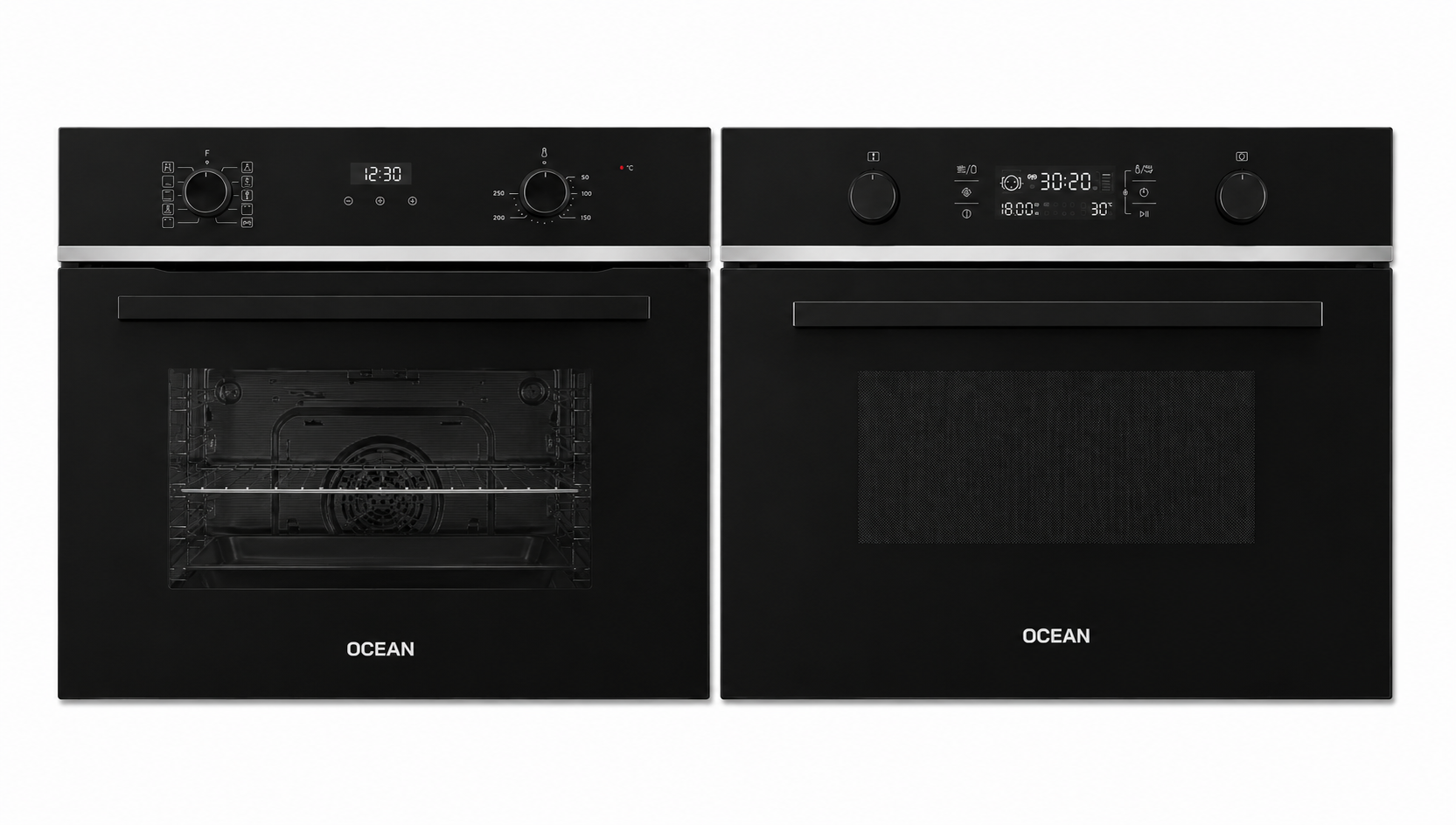 Combo Horno Empotrable 69L + Microondas 44L Ocean Italy Negro OEOM69BEF + MWOI449TCGB