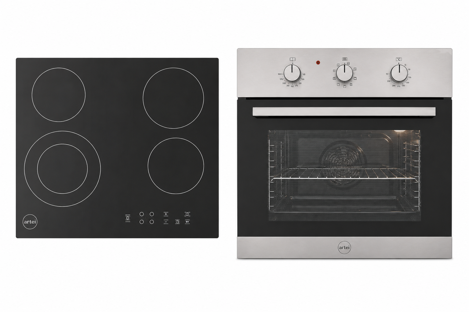 Combo Artei Horno Empotrable Iron Air Fryer 60cm + Anafe Vitrocerámico 4 Zonas