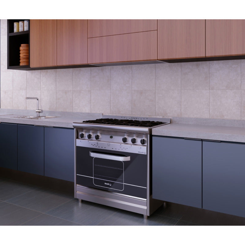 Cocina A Gas Morelli Forza 900 18037p 5 Hornallas Visor Cts Acero Inoxidable