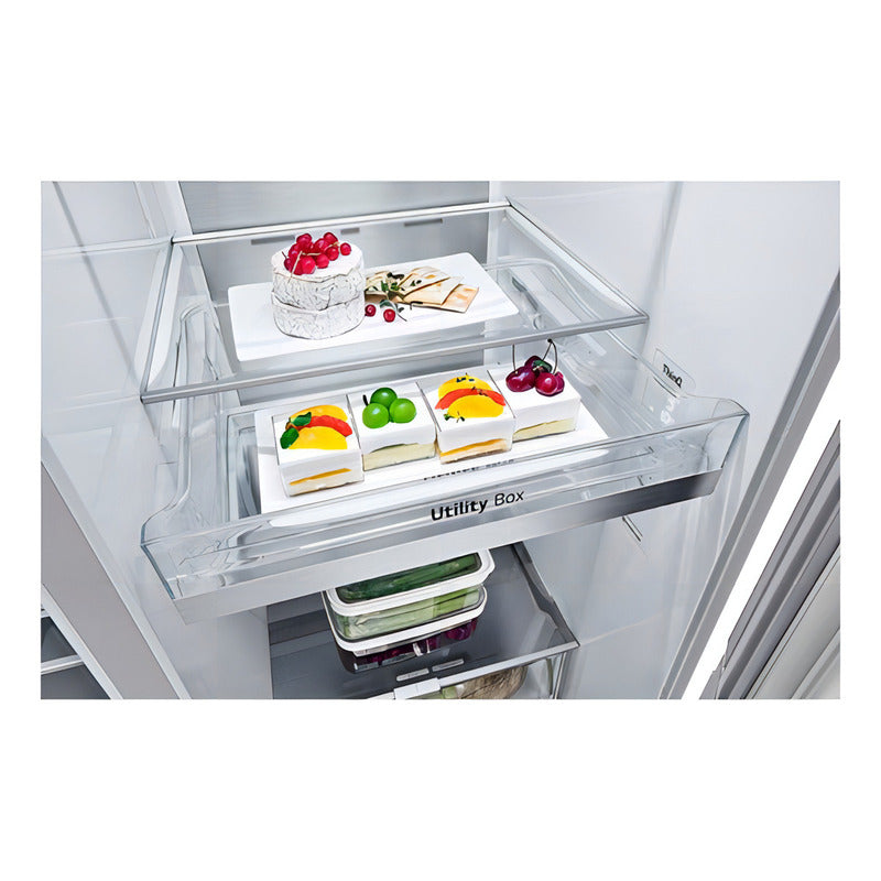 Heladera Side-by-side LG Instaview Thinq Ls66 Inverter 570lts Total No Frost, Color Plateado - Excelente (Reacondicionado)