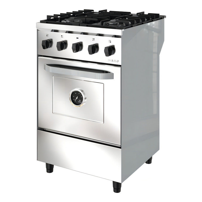 Cocina Industrial Saho Kuma 550 4 Hornallas Puerta Ciega Color Plateado