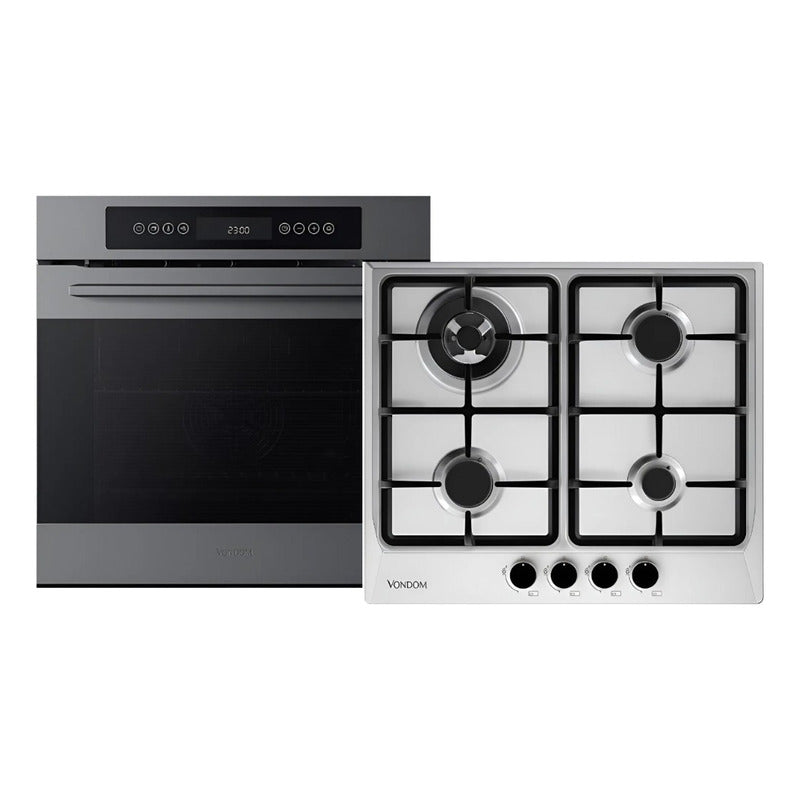 Combo Vondom Horno Electrico Y Anafe A Gas Touch 60cm Gris
