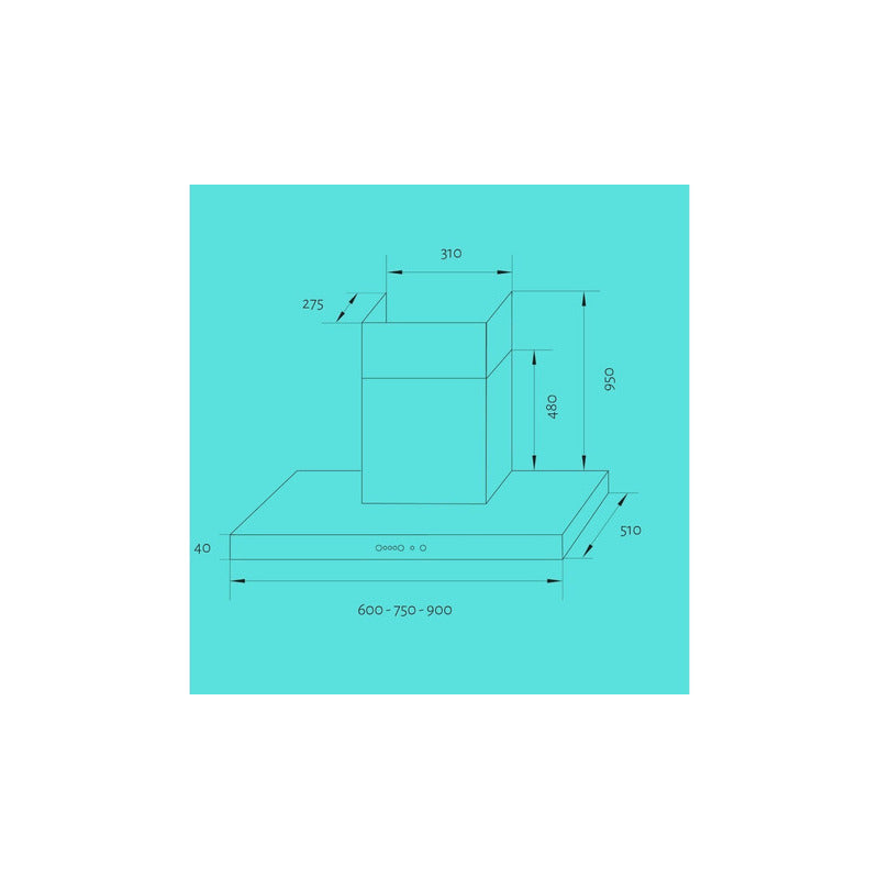 Extractor Purificador De Cocina Tst Nihuil Ac Inox De Pared 750mm X 40mm X 510mm Plateado