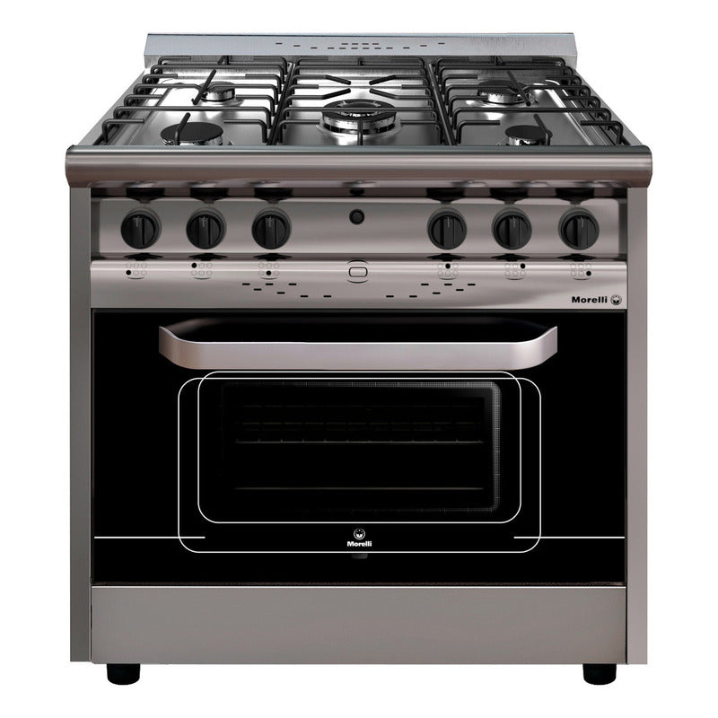 Cocina A Gas Morelli Forza 900 18037p 5 Hornallas Visor Cts Acero Inoxidable
