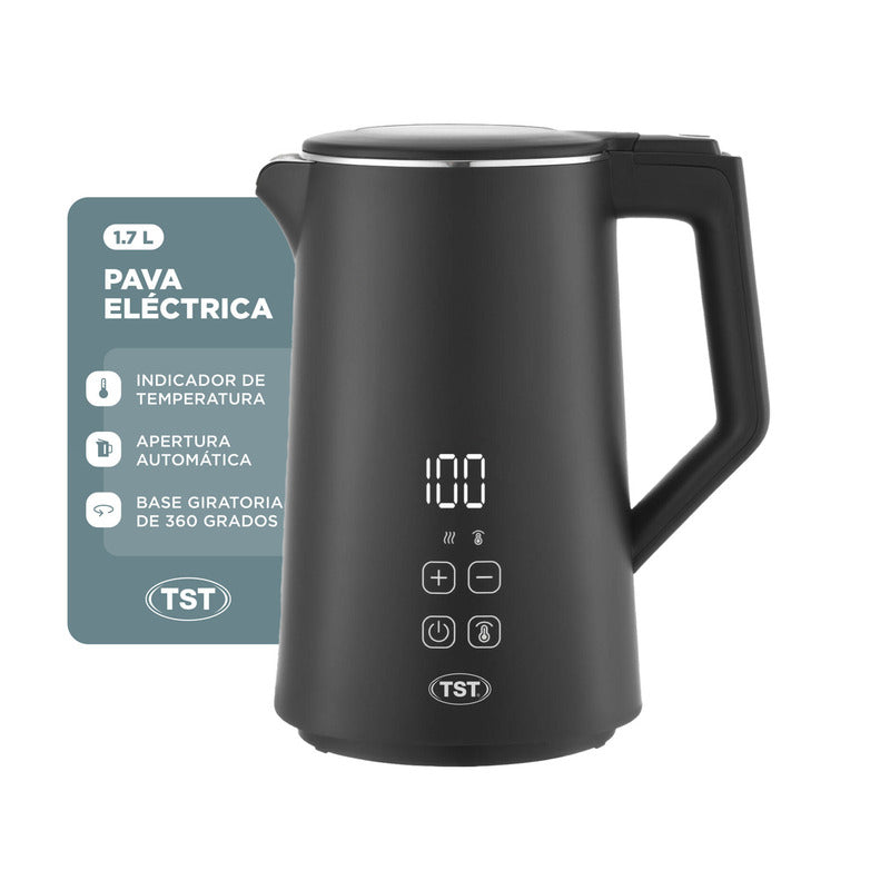 Pava Eléctrica Tst - 1.7 L - Negro Mate - Corte Automático