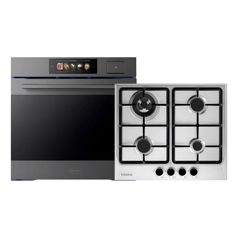 Combo Vondom Horno Electrico Air Fry Y Anafe A Gas 60cm Gris