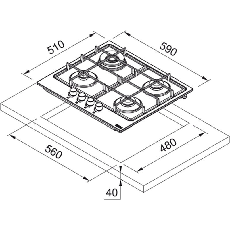 Anafe A Gas Franke 4 Hornallas Fhsm 604 3g Dc Xs C