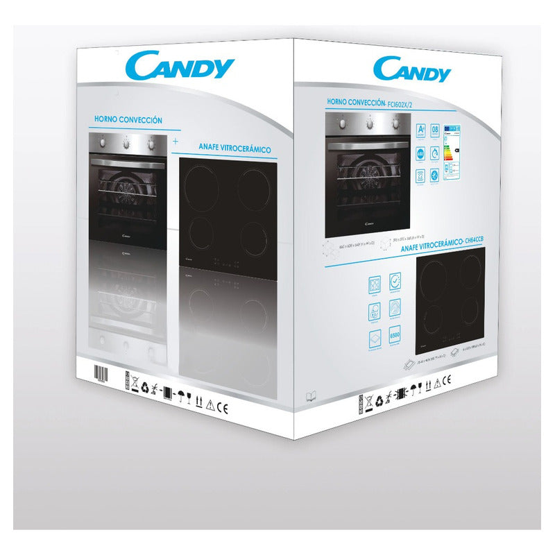 Candy Combo Horno Electr. Fidcx602 + Anafe Eléctrico Ch64ccb Color Plateado Y Negro