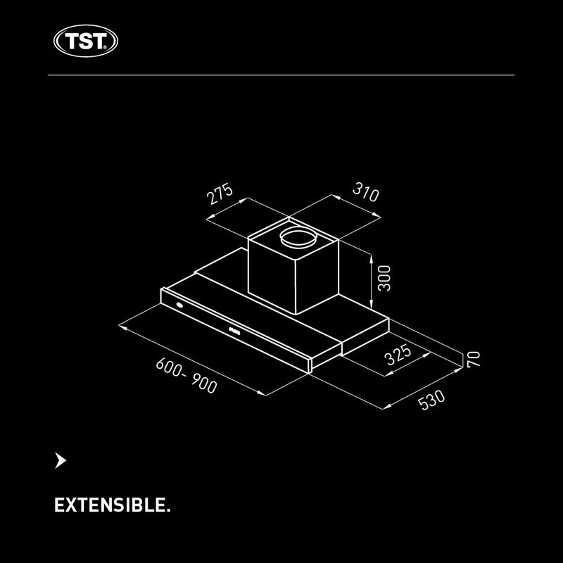 Campana Extractora Tst Extensible De Pared 60cm - Color Plateado