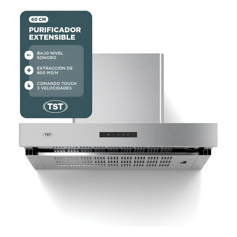 Campana Extractora Tst Extensible De Pared 60cm - Color Plateado 200-60