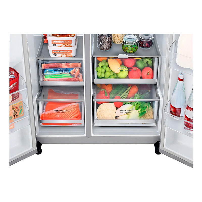 Heladera Side-by-side LG Instaview Thinq Ls66 Inverter 570lts Total No Frost, Color Plateado - Excelente (Reacondicionado)