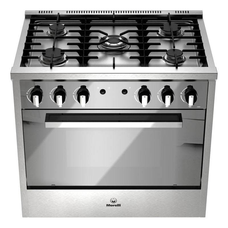 Cocina Morelli Zafira 900 Gas 5 Hornallas Con Visor Espejado Color Plateado