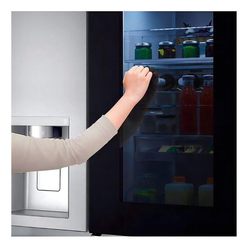 Heladera Side-by-side LG Instaview Thinq Ls66 Inverter 570lts Total No Frost, Color Plateado - Excelente (Reacondicionado)