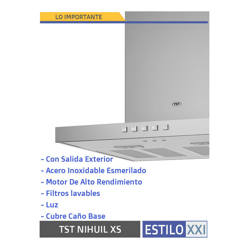 Campana De Cocina Tst Nihuil Xs 50cm Pared Acero Inoxidable Color Plateado