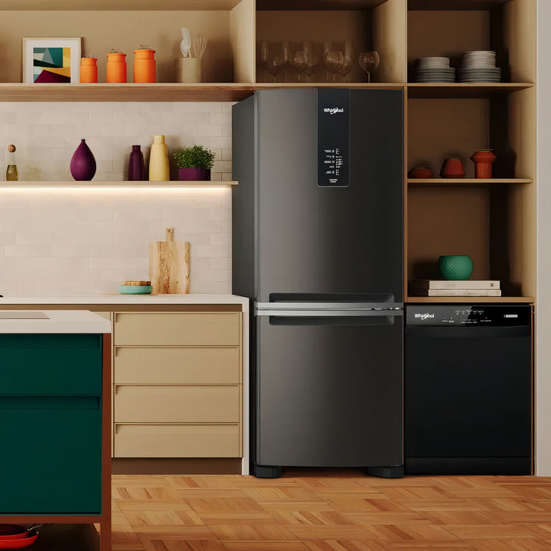 Heladera Whirlpool Wre57ce No Frost Inverter 449 Litros Bottom Freezer Color Negro